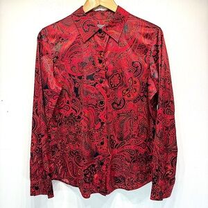 Chico's Red Paisley Button Down Shirt
